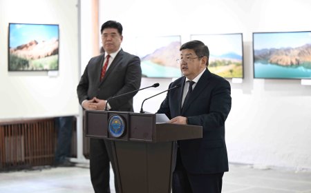 МинКаб Төрагасы Акылбек Жапаров “Асман менен Ысык-Көлдүн ортосунда: Кыргызстанга 100 көз караш” сүрөт көргөзмөсүнө барды
